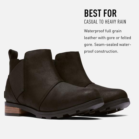 SOREL WOMEN'S EMELIE CHELSEA BOOT - LIGHT AND HEAVY RAIN - WATERPROOF - BLA - Picture 3 of 6